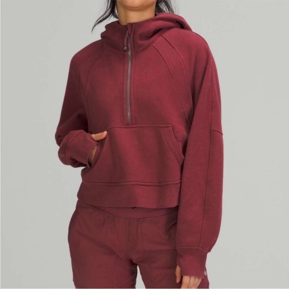 lululemon athletica Tops - Lululemon Scuba Oversized 1/2 Zip Hoodie Sweatshirt Savannah Maroon Red Burgundy